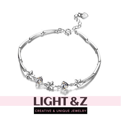 LIGHT &amp; Z สร้อยข้อมือแฟชั่นขายดี2021สร้อยข้อมือเงิน925ลายดอกเชอรี่บานเครื่องประดับแสนสวยสำหรับสตรีของขวัญวันหยุด