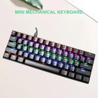 （Miss qis keycap）คีย์บอร์ดแบบมีสาย DK61ตอบสนองรวดเร็วปลั๊กเล่นปุ่มกดกันน้ำ Type-C 61ปุ่มคีย์บอร์ดแบบกลไกผู้เล่นเกมส์สำหรับสำนักงาน