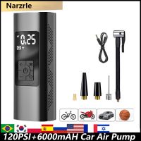 Car Electrical Air Pump Fast Inflation 6000mAh Portable Wireless Tire Inflator 120PSI Air Compressor Motorcycle Bicycle ball Air Compressors  Inflator