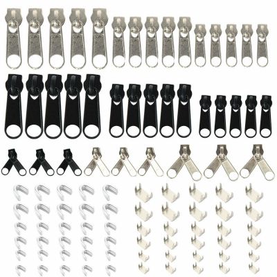 ☈ 84Pcs/Set Fix Zippers Slider Head Zipper Universal Kit Replacement For Broken / Wearable Sliders Instant Repair Zipper