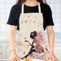 Cooking Apron  Flower Butterfly Printed Aprons  Women Family Aprons Linen Lovely Aprons For Cooking  Baking  Party Aprons