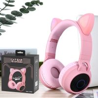 Pink Girl Wireless Headphones RGB Cute Cat Ears Headset With Microphone Noise Cancelling Kid Stereo Music Cat Childrens Gifts