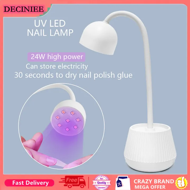 Mini Nail LED Lamp 24W Nail Dryer False Nail Manicure Polish Glue Fast  Drying UV Light Nail Lamp 360° Bendable Table Lamp Design | Lazada