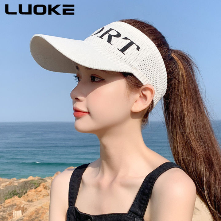 หมวกวิ่ง-luoke-สำหรับผู้หญิงหมวกตกปลาหมวกบังแดดวิ่งกลางแจ้งฤดูร้อนและฉบับภาษาเกาหลีของผู้หญิงอุปกรณ์ป้องกันแสงแดดและหมวกบังแดดหมวกเทนนิส-baju-atasan-terbuka-ที่ทนทานต่อรังสียูวี