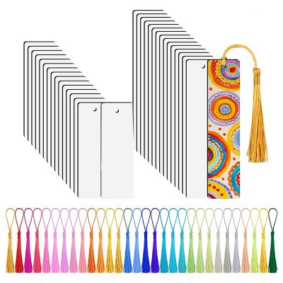30 Pcs Sublimation Blanks Bookmark, Sublimation Blanks with 30 Pcs Colorful Tassels for DIY Bookmarks Crafts Projects