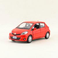 1:36 Toyota Yaris/vitz หุ่นอัลลอยประตูแบบหล่อขึ้นรูปจำลองประตูแบบดึงกลับของขวัญวันเกิดของเล่นเด็ก Gratis Ongkir