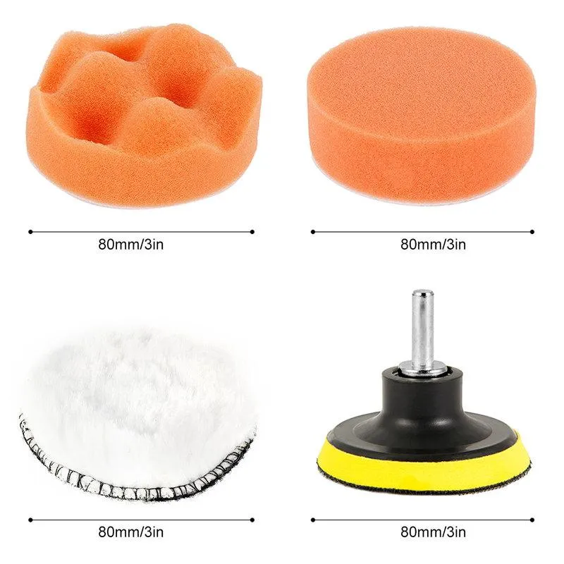 5pcs Car Polishing Kit - 3'' Buffing Wheel Pad, M10 Drill Connector, Waxing  & Paint Care For Auto Styling