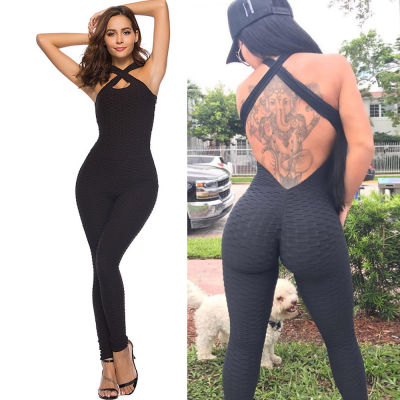 Women Backless One Piece Yoga Pants Fitness Pants Sport Yoga Jumpsuit Running Fitness Workout Gym Tight Pants Overalls Rompers