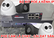 Bộ KIT POE Hilook Hikvision 1 đầu ghi POE 4 kênh kèm 4 cam POE Dahua 1230