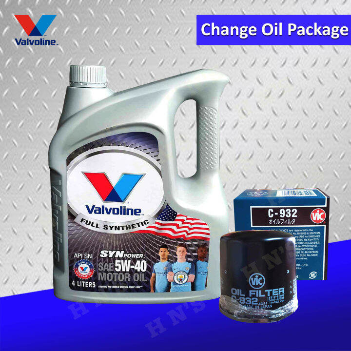 Valvoline Full Synthethic SynPower SAE 5W40 API SN Motor Oil Change Bundle for Suzuki Swift