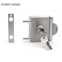 Stainless Steel Glass Door Lock Square Single Glass Door Lock Office with Key Security Door Locks Double Bolts Deadbolt Lock