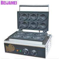 BEIJAMEI 110V 220V Nonstick เชิงพาณิชย์ไฟฟ้า6Pcs เล็กๆปลาวาฟเฟิล Taiyaki เครื่องทำขนมปังจานเครื่องจักรราคา