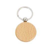 “：{+ 60Pcs Blank Round Wooden Keychain DIY Wooden Keychain Key Tag Gift