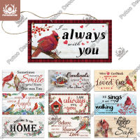 Putuo Decor Cardinals Wood Signs Wooden Plaque Wood Hanging Sign for Christmas Home Wall Door Farmhouse Decoration Ornaments