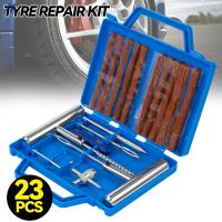 23X Emergency Tire Repair Kit DIY Heavy Duty Flat Tyre Punctures Tool Set Rubber Strips Tubeless Car Truck Motorcycle Plug Patch Tire Repair ToolsTire