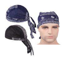 BNCLOTH Durag หมวกแก็ปกระโหลกผมร่วงผ้าพันหัวมุสลิมผ้าโพกหัวกรมท่าสีดำ2ชิ้น