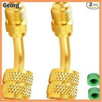 GEORG 2pcs 5/16นิ้วค่ะ อะแดปเตอร์ R410A 1/4นิ้วค่ะ หญิง SAE อะแดปเตอร์ ขั้วต่อพอร์ตสูญญากาศ สีเหลืองทาเล็บ ปลอกนิ้วปลอกนิ้ว เครื่องปรับอากาศในรถยนต์