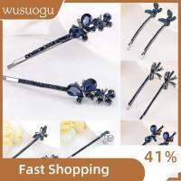 WUSUOGU 1 Pairs แฟชั่น รูปดอกไม้ เครื่องประดับ กิ๊บติดผม กิ๊บติดผมคริสตัล Rhinestone ที่หนีบขอบ Bling Headwear