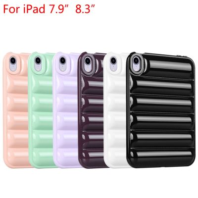 【cw】 Jelly Candy Color Down Coat Style Case For iPad Mini 4 5 7.9 quot; 6 8.3 quot; Simple Shockproof Soft TPU Cover Skin