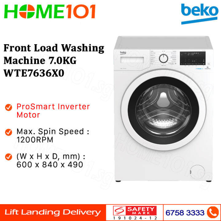 Beko Front Load Washing Machine 7.0kg WTE7636X0 Lazada Singapore