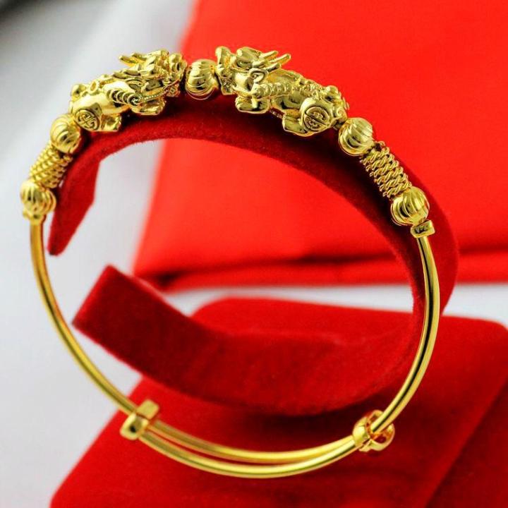 bracelet-golden-lucky-pixiu-18k-กำไล-สร้อยข้อมือ-ปี่เซียะชุบทอง-18k