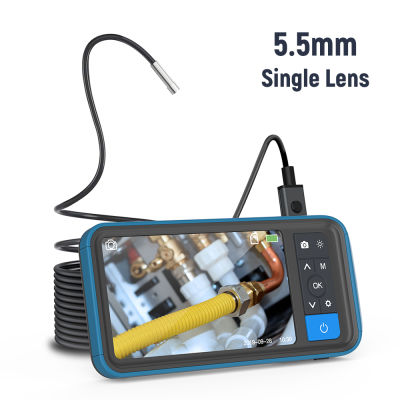 4.5inch HD Color Screen Digital Endoscope 5.5mm Single Lens IP67 Waterproof Camera Brightness Adjustable Video Recorder Support 8 languages Borescope with 5m Snakelike Tube Inspection Instrument MS450