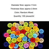 เด็กเย็บปุ่มเสื้อผ้าพลาสติก 11x2.5MM 100pcs 4 หลุมรอบรูปร่างสุ่มผสมสีอุปกรณ์เสริม Scrapbooking DIY-Mumie