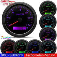 3000 4000 6000 7000 8000 RPM Tachometer Sensor M16สำหรับ Marine รถเรือ RV 85มม. Tachomege 7สี Backlight 12V 24V