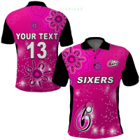 2023 NEW Summer Style Custom Text &amp; Number Sydney Sixers Polo Shirt Cricket Australia Aboriginalsize：XS-6XLNew product high-quality