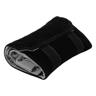 Jewelery roll Jewelery bag, made of flannel, for ring, for jewelry storage when traveling - Black, Gray, Small