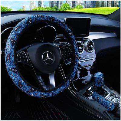 3pcsset Bohemian Car Steering Wheel Cover handle cover handke gear shifter knob cover holder Universal Car Accessories Wheel Cover without inner ring elastic belt