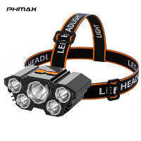 PHMAX Usb Led ชาร์จไฟหน้า Super Bright 5โหมดการทำงานไฟหน้ากันน้ำ Headwear ไฟฉายกลางแจ้งสำหรับตกปลาและเดินป่าในเวลากลางคืน