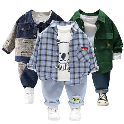 Toddler boy baby clothing suit spring and autumn childrens clothing suit fashion kids cute striped boy suit