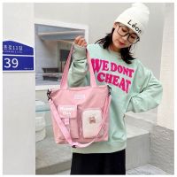 Girls Letter Graphic Buckle Decor Shoulder Tote Bag กระเป๋าสะพายไหล่ J05