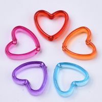 200pcs Transparent Acrylic Bead Frames Dyed Heart Mixed Color fashion jewellery 15x16.5x4mm Hole: 1.6mm Beads