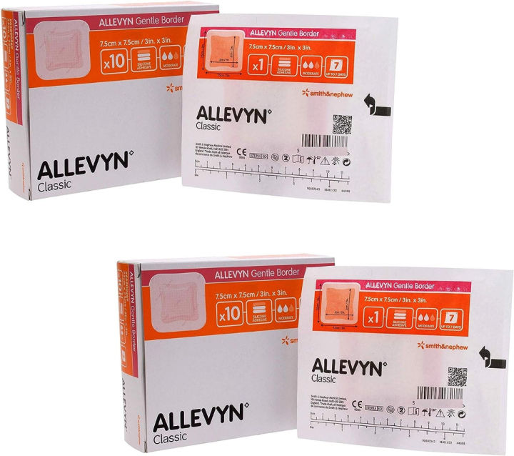 Allevyn Smith and Nephew 66800276 Gentle Border Dressing 3" x 3" - Box of 10 (2 Pack)