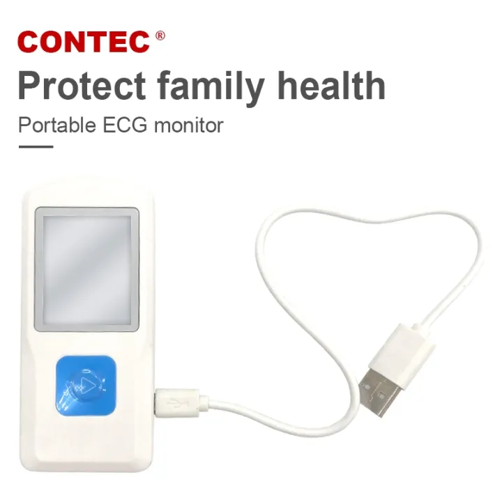 Genuine CONTEC Handheld Portable ECG EKG Machine Heart Beat Monitor LCD ...