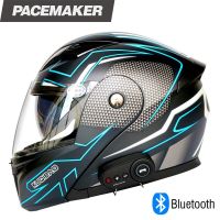 Mens Motorcycle Helmet Full Face Bluetooth Longer Endurance Anti-Fog Waterproof Dual Lens Cool Sports Helmet DOT Approved