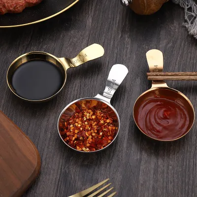 304 Stainless Steel Spoon Tableware Hangable Chopsticks Sauce Plate Seasoning Plate Dipping Dish Korean Sauce Spoon