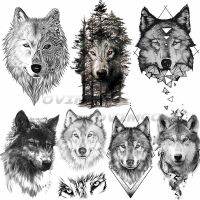 hot【DT】 OMMGO Wolf Feather Tattoos Temporary Sticker Fierce Fake Men Custom Tatoos