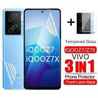 3in1ฟิล์มสำหรับ VIVO ไฮโดรเจลด้านหลังแบบนิ่ม Z7 Z7X 5กรัมกระจกนิรภัยบน IQOOZ7 IQOOZ7X ปกป้องป้องกันทุกส่วนฟิล์มกันรอยด้านหน้า ForV27E ปกป้องเลนส์กล้องถ่ายรูป