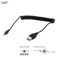 5V DC Power Adapter Plug USB A Male to DC 3.5mm x 1.35mm male Power Jack Coiled Spring Cable Wire Lead 4FT