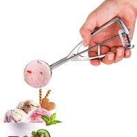 Stainless Steel Ice Cream Scoop Ice Cream Digger Non-Stick Fruit Ball Maker Watermelon Ball Ice Cream Spoon Kitchen Accessories