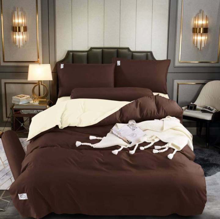 ชุดผ้าปูที่นอน-ขนาด-6-5-3-5-3-ฟุต-6-ชิ้น-พร้อมผ้านวมหนา-6-ฟุต-สีพื้นทูโทน-วินเทจ