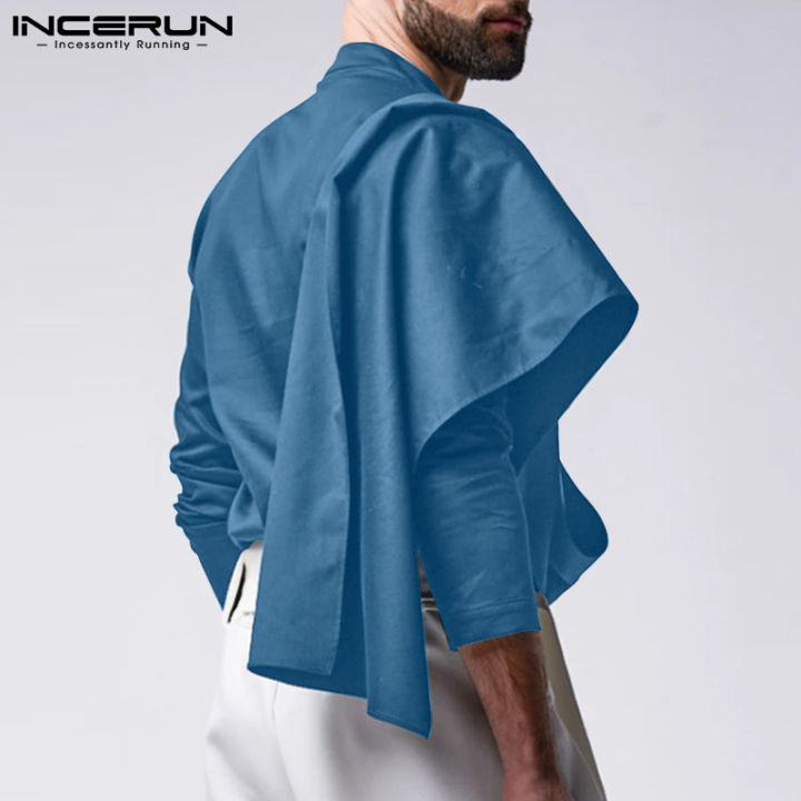 incerun-เสื้อสวมหัวมีกระดุมสำหรับผู้ชาย-เสื้อจั๊มเปอร์ลำลองแบบลำลองมีเสื้อคลุม
