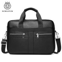 SCHLATUM 2022 Mens Genuine Leather Briefcase Business Handbag Laptop 14-inchMessenger Bag Retro Fashion Crossbody Bag