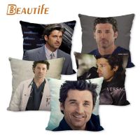 ปลอกหมอน Patrick Dempsey ใหม่สำหรับตกแต่งห้องนอนบ้านขนาด45X45ซม. ปลอกหมอนซิปสี่เหลี่ยมผ้าฝ้าย-ลินินไม่ซีด