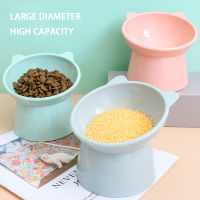 Cat Bowl 15° Incline Plastic Cat Food Tray Neck Guard Puppy Cat Feeder Non-Slip Overhead Cat Supplies Drinker for Cats