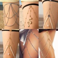 Trend Sexy Gold Color Leg Chain Women Simple Multilayer Tassel Elastic Band Leg Thigh Chain Women Adjustable Beach Body Jewelry