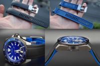 สายนาฬิกา Crafter Blue CB09 สำหรับ Seiko Samurai สีดำ หลังฟ้า